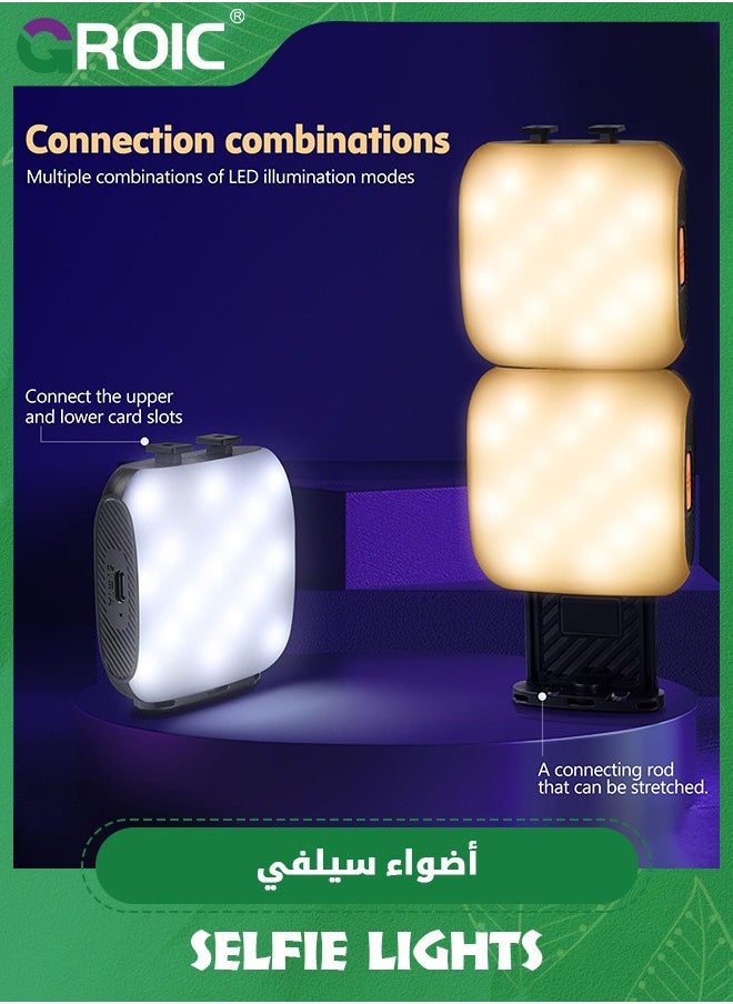 Retractable Phone Light, 3 Light Modes, 13 RGB Portable Selfie Light, Rechargeable Selfie Light for iPhone, Phone, iPads, Laptops for Selfies, TiKTok, Volg, Makeup, Video Conferencing