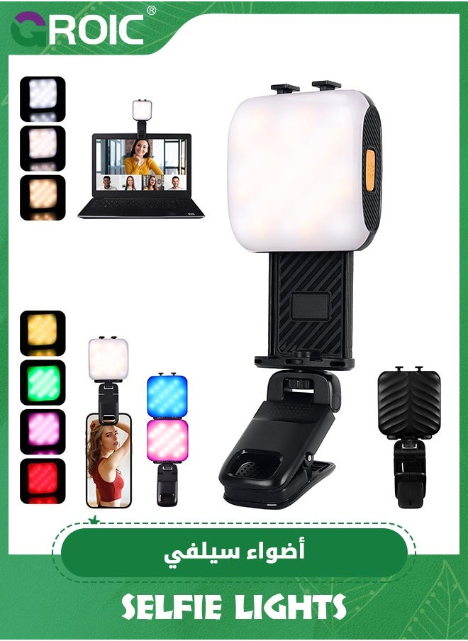Retractable Phone Light, 3 Light Modes, 13 RGB Portable Selfie Light, Rechargeable Selfie Light for iPhone, Phone, iPads, Laptops for Selfies, TiKTok, Volg, Makeup, Video Conferencing