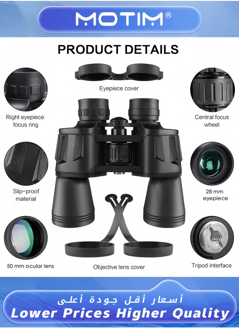 20x50 Binoculars for Adults and Kids Professional Telescope with Night Vision Clear Viewing for Birdwatching Outdoor Activities and Sightseeing