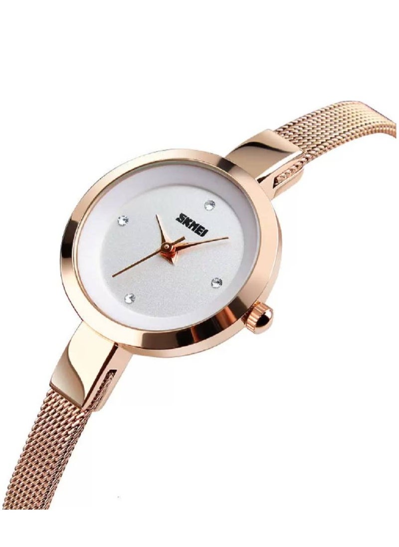 SKMEI Elegant Women Quartz Watche Stainless Steel Waterproof Ladies Watche Luxury Brand Clock Relogio Feminino 1390