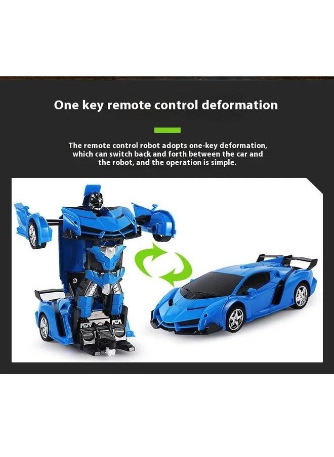 Blue Remote Control Transform Car Robot Toy for Boys Teens Christmas Toys 360°Rotating Race Car Xmas Gifts Stocking Stuffers for Boys Girls Party Favors，2-In-1 Remote Control Car And Transformation Robot Model Kit