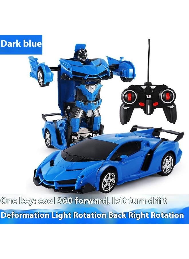 Blue Remote Control Transform Car Robot Toy for Boys Teens Christmas Toys 360°Rotating Race Car Xmas Gifts Stocking Stuffers for Boys Girls Party Favors，2-In-1 Remote Control Car And Transformation Robot Model Kit