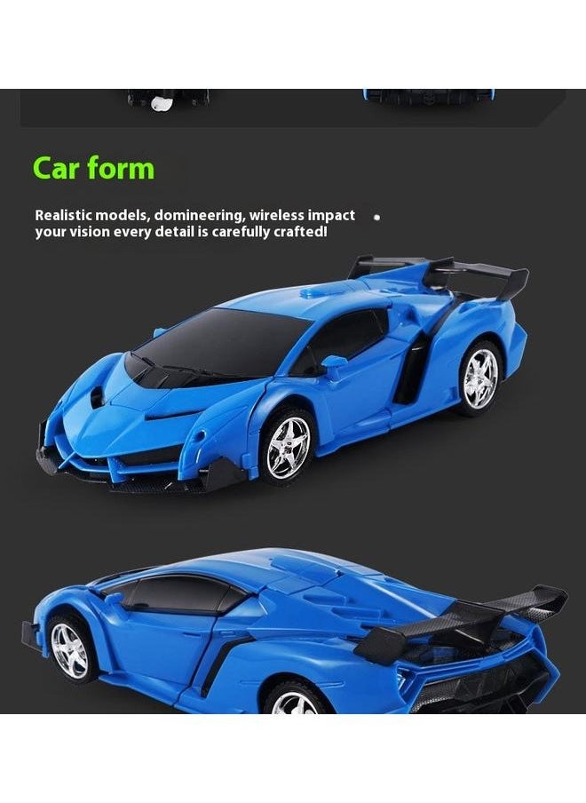 Blue Remote Control Transform Car Robot Toy for Boys Teens Christmas Toys 360°Rotating Race Car Xmas Gifts Stocking Stuffers for Boys Girls Party Favors，2-In-1 Remote Control Car And Transformation Robot Model Kit