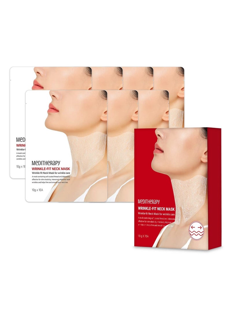 MEDITHERAPY Wrinkle-fit Mesh Sheet Neck Mask 7ea, Neck Wrinkle Patches, Collagen Treatment for Tightening, Firming, and Lifting, Anti-Wrinkle Wrap, Line Remover