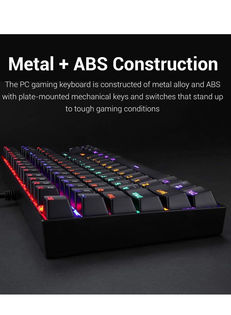 K552 Kumara Mechanical Gaming Keyboard – Rainbow  Backlight – Switch – 87 Key TKL Design – (AR / EN Key ) | Black