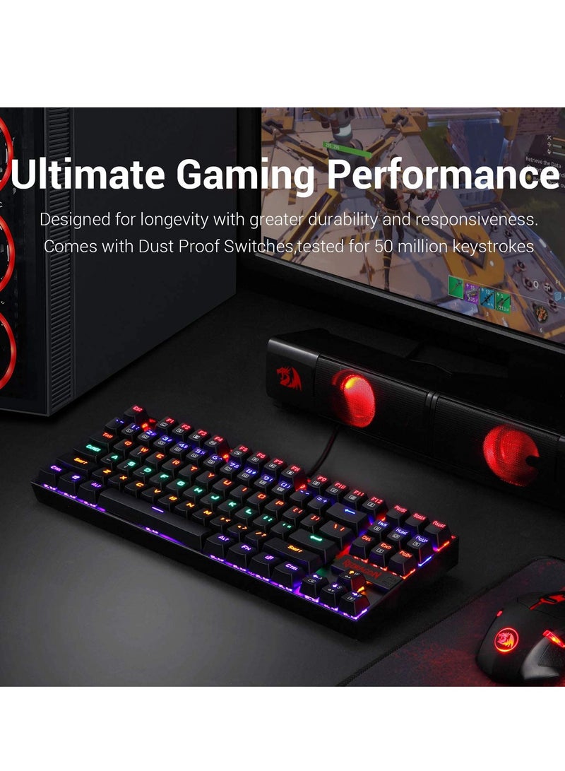 K552 Kumara Mechanical Gaming Keyboard – Rainbow  Backlight – Switch – 87 Key TKL Design – (AR / EN Key ) | Black