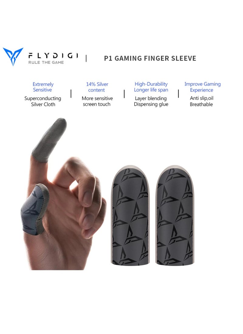 Flydigi P1 Silver-Cloth Mobile Gaming Finger Sleeve, 2 Pcs, Exclusive Custom FlySilver Cuperconducting Silver Cloth, 0.3mm Extremely Thin Material, Zero Touch, Breathable, Extremely Sensitive