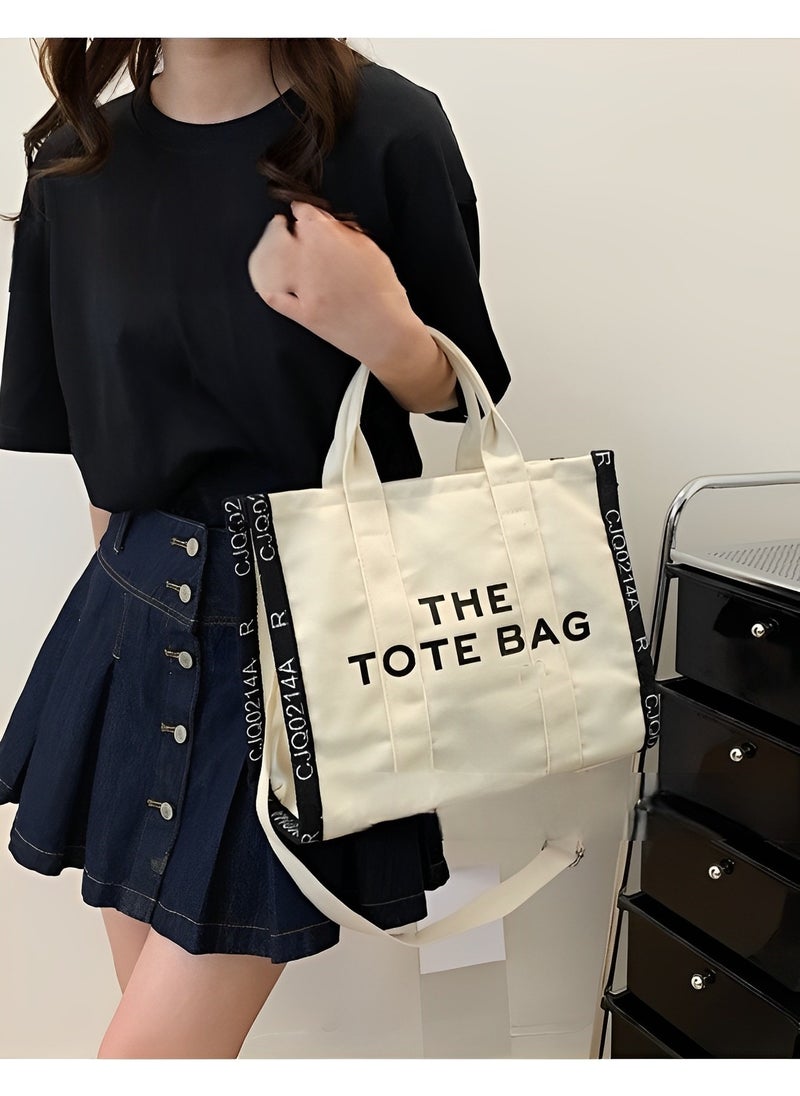 Women's Tote Bag with Letter Print Small Satchel Bag Fashion Crossbody Purse Mini Stylish Handbag for Travel & Work & Everyday