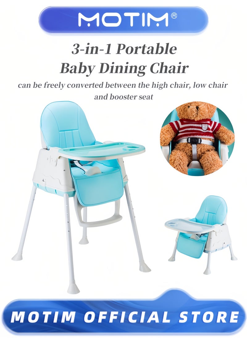 Portable 3-in-1 Baby Dining Chair Fold Convertible High Chair for Babies and Toddlers