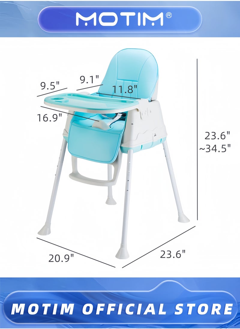 Portable 3-in-1 Baby Dining Chair Fold Convertible High Chair for Babies and Toddlers