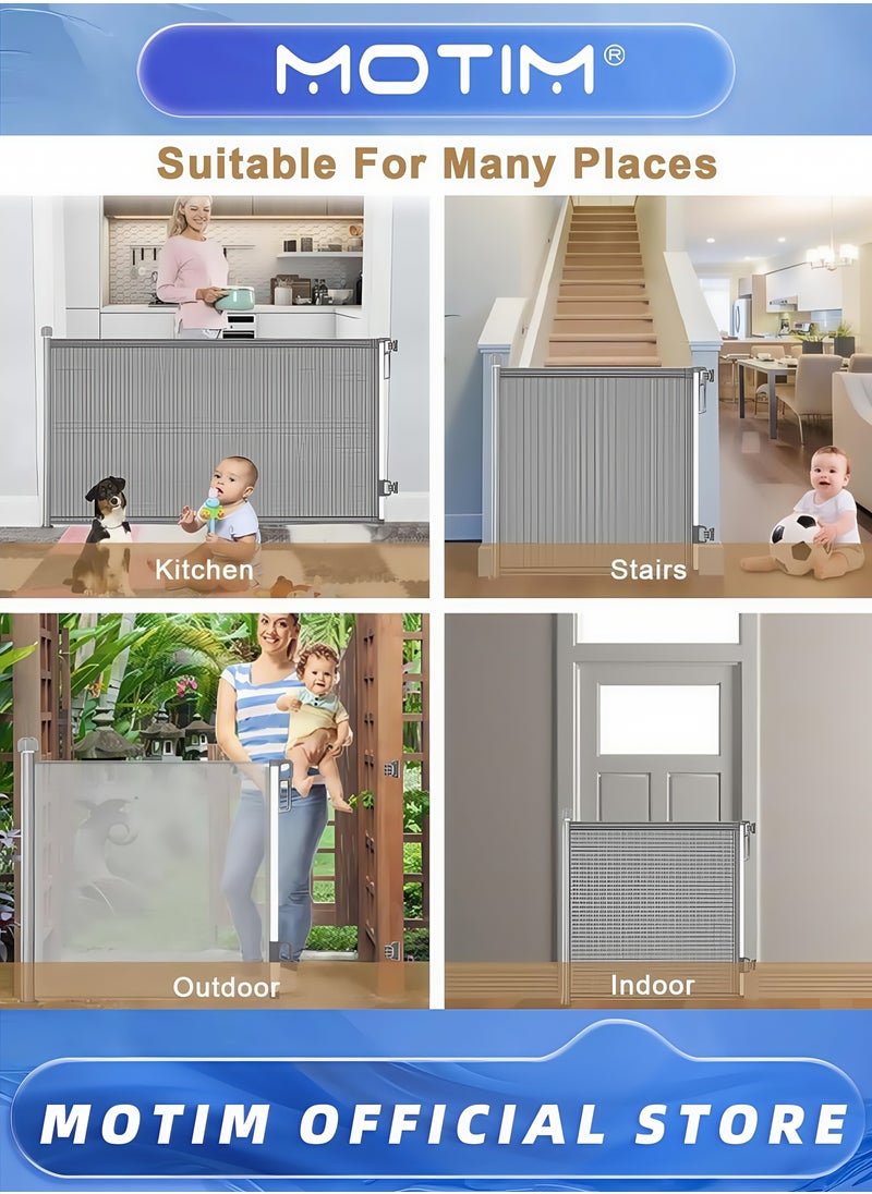 Retractable Baby Gate Baby Gate for Smooth Wall No Drilling 86CM Tall Extra Wide Safety Kids or Pets Gate Extends up to 140CM Wide for Stairs Doorways Hallways Indoor Outdoor