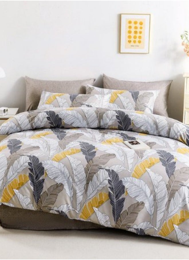 Queen size 6 pieces Bedding Set without filler, Beautiful Leaves Design.