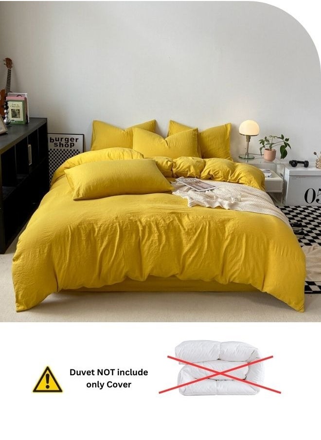 King Size 6 Piece Bedding Set Without Filling, Washable Cotton Yellow Color.