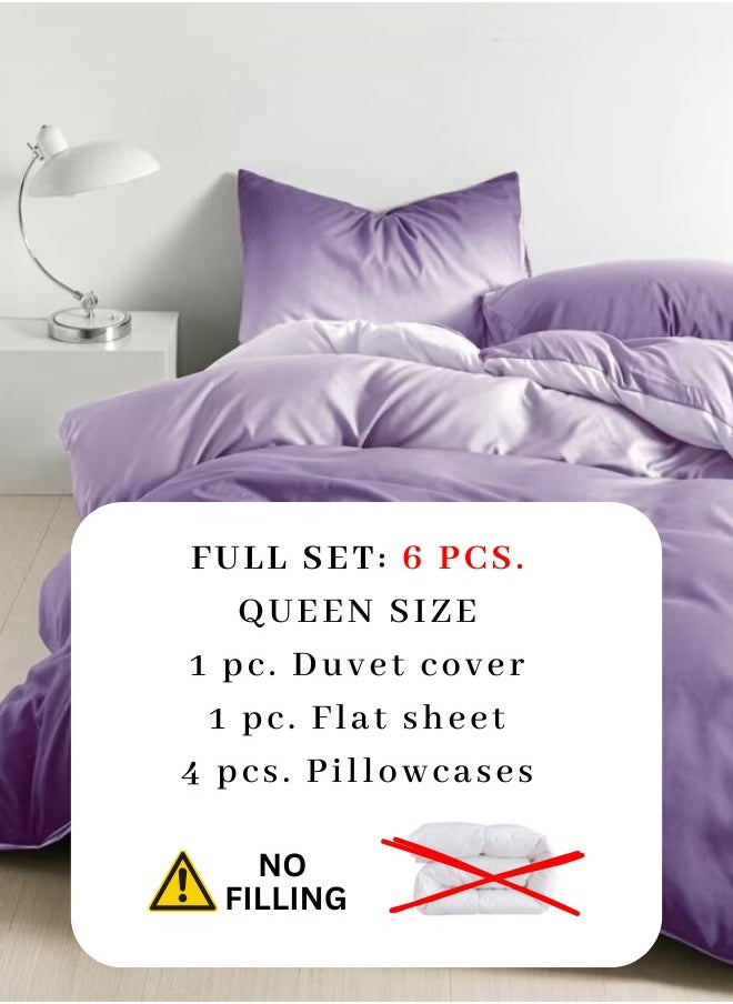 Queen Size 6 Piece Duvet Cover Set, Ombré Royal Purple Bedding set.