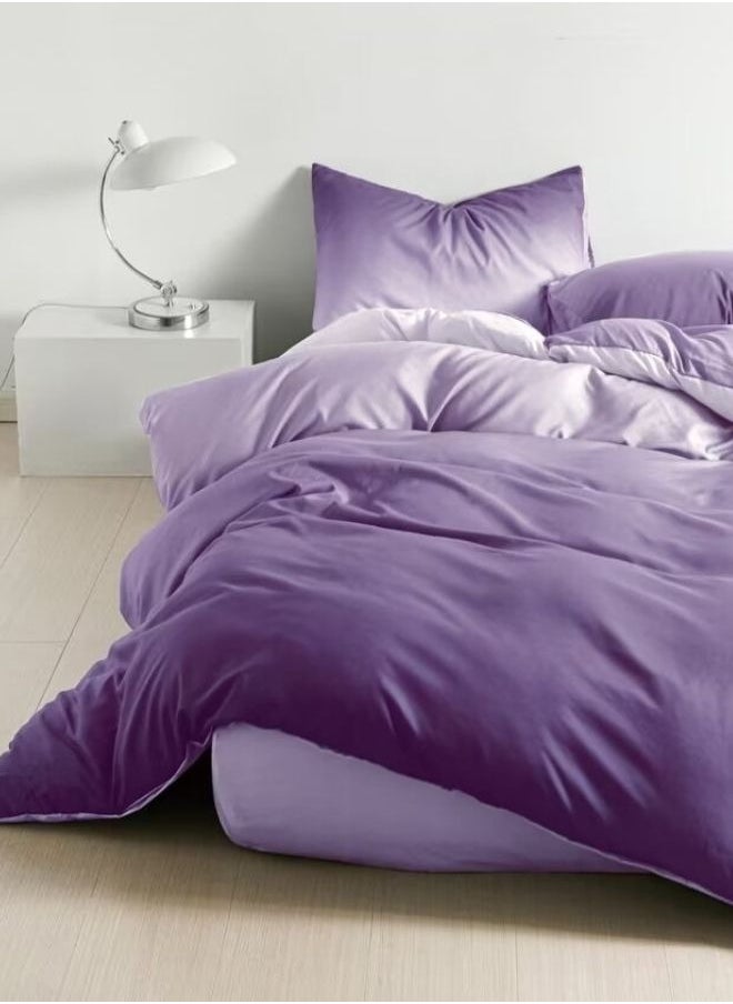 Queen Size 6 Piece Duvet Cover Set, Ombré Royal Purple Bedding set.