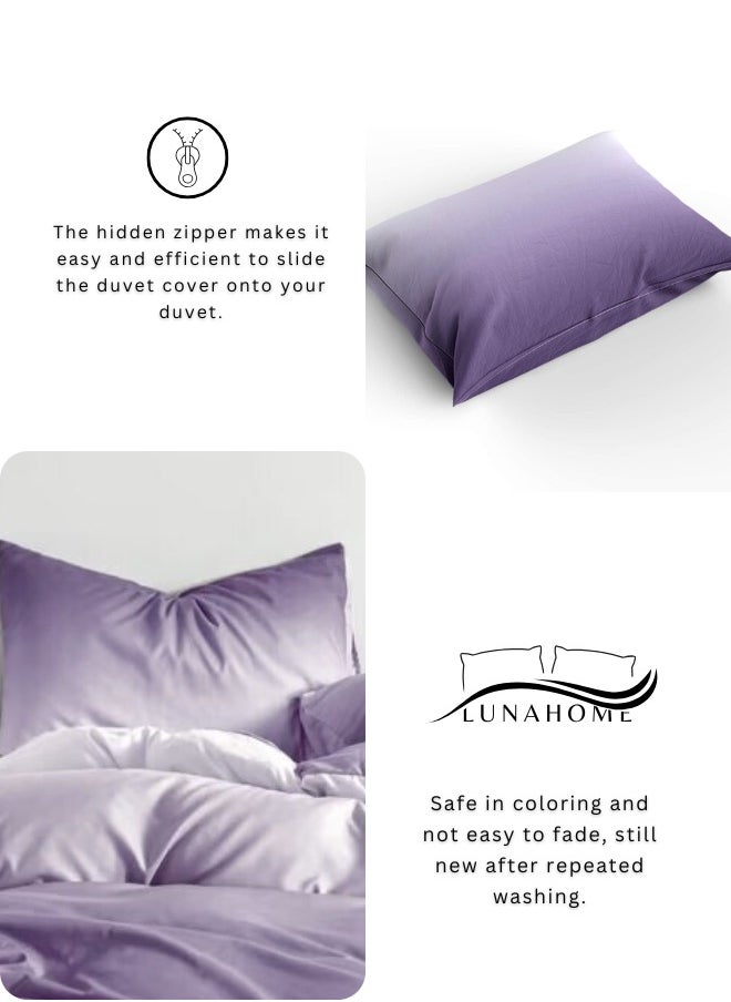 Queen Size 6 Piece Duvet Cover Set, Ombré Royal Purple Bedding set.