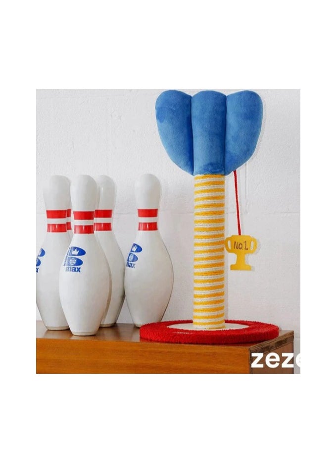 Cat Tree and Scratch Post, Blue, Yellow and Red color, 32cm x 32cm x 57cm