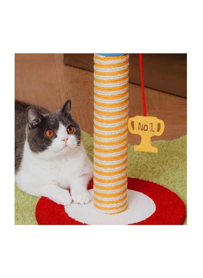 Cat Tree and Scratch Post, Blue, Yellow and Red color, 32cm x 32cm x 57cm