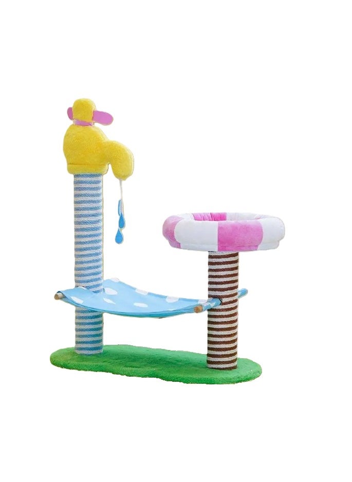 ZEZE, Shower Time Shape Cat Tree, Cat Climbing Frame, Ultimate Bath & Play Playground for Your Pet, Size - 77cm x 65cm x 32cm