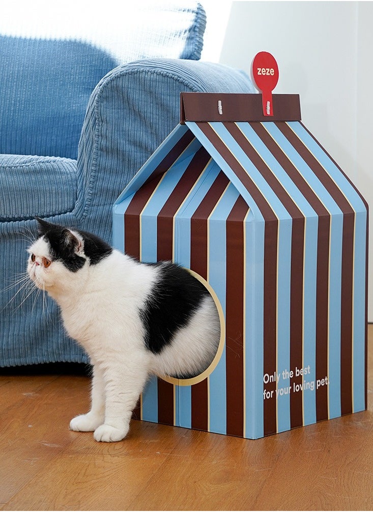 Milk Box Shape, Cat Scratch Board Carton Cat House , Size  - 63cm x 31cm x 33cm