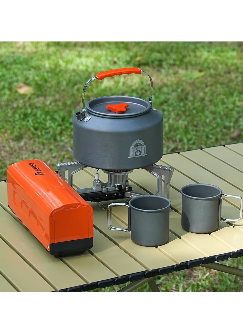 Portable Butane Stove, 2.5L Camping Kettle & 2 Cups Bundle