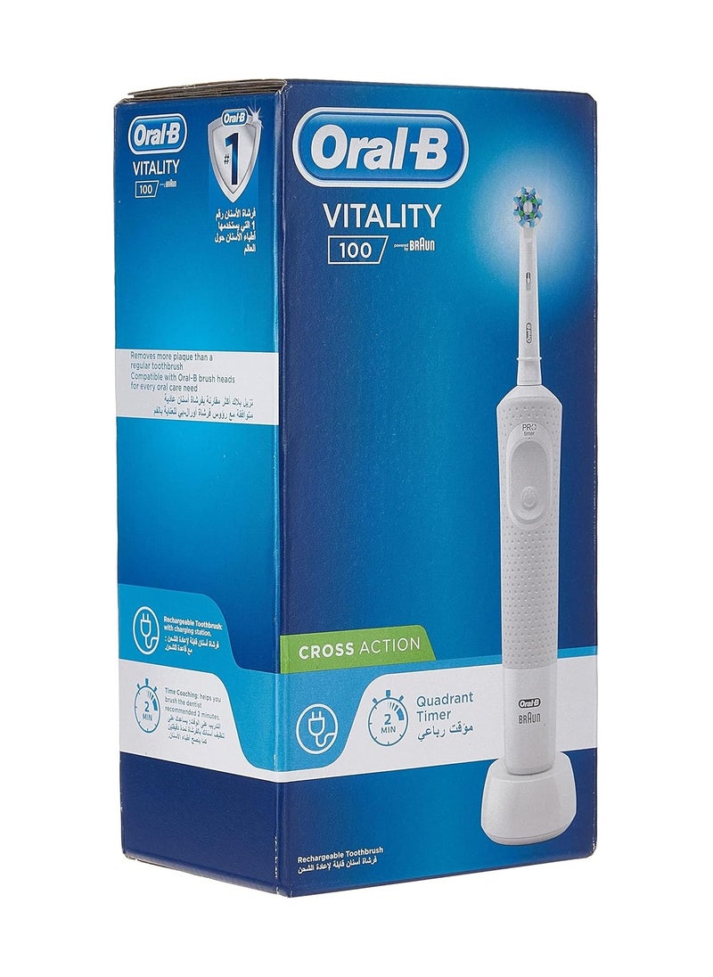 Vitality D100 Box Crossaction Rechargeable Toothbrush + Eb 20 2+1 Brush Head Bundle