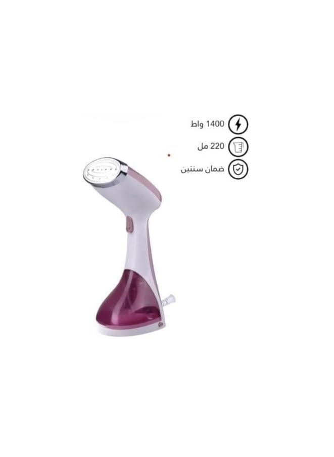 REBENUO Handheld Steam Iron 1400W 220ml Steam Iron Clothes Steamer Wrinkle Remover Short Heating Time 15s - Pink - ON0001.