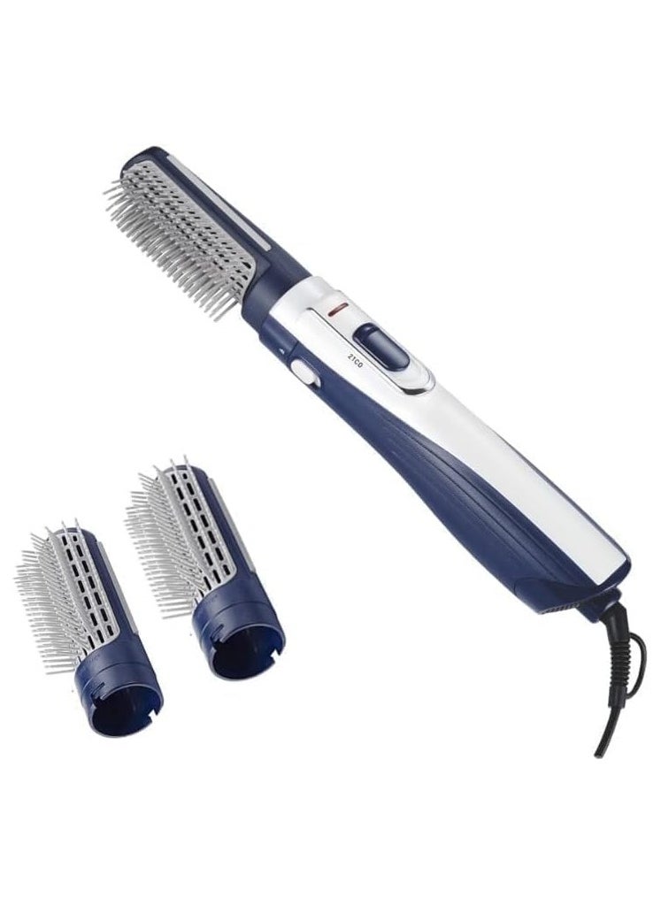 RE-2025-2 Hot Air Styler Multifunction Hair Electric Comb Fast Heating (3s) Hair Styler with 2 Brush - Blue.