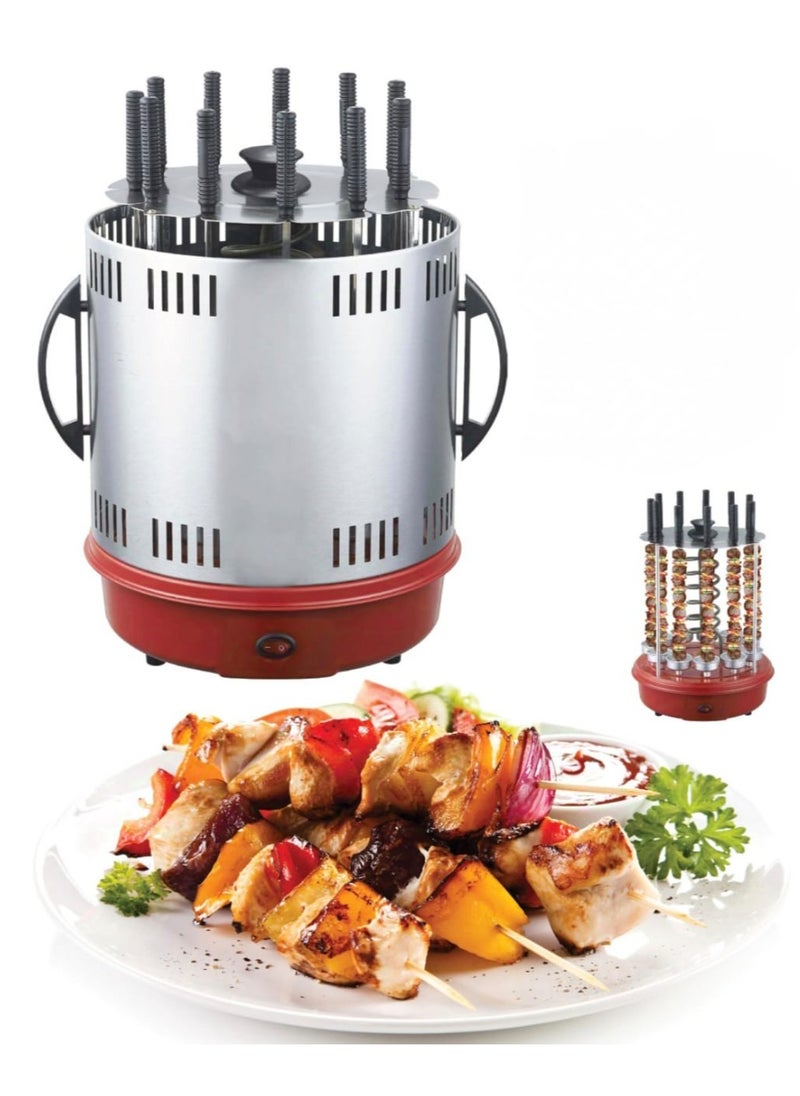 11 Forks Electric BBQ Kebab Grill Machine - Vertical Electric Grill, Rotating Barbecue Grill, Indoor Kebab Maker with Skewers, Smokeless Rotisserie for Meat, Vegetables, and Shawarma