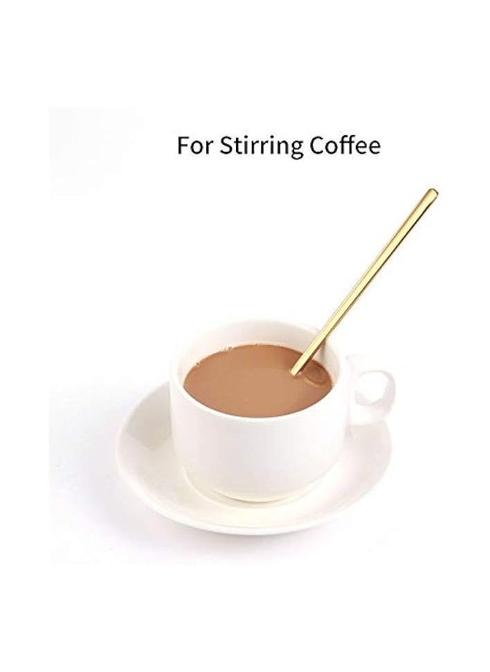 4 PCS 6.7 Inches Coffee Spoons, Stirring Spoons, Tea Spoons Long Handle, Gold Teaspoons, Gold Spoons, Ice Tea Spoons, Long Spoons for Stirring, Gold Espresso Spoons Stainless Steel