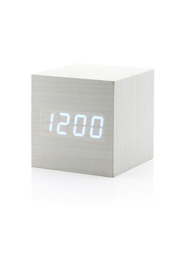 Digital Alarm Clock Brighter Display Wooden Alarm Clocks Led Clock For Bedroom Small Digital Clock With Usb Led And Charger Square Shape With Compatible Size Suitable For Bedrooms Officewhite