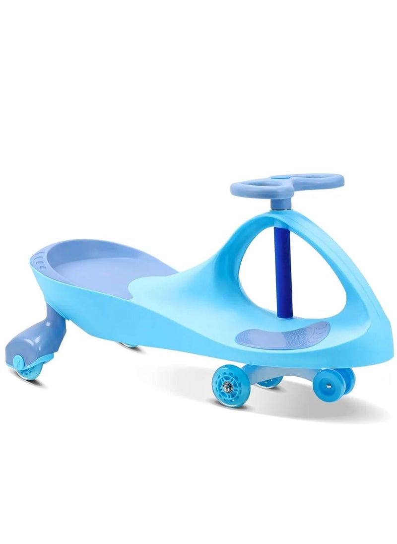 Kids Ride-On Twist Car, Swing Car Sliding PU Wheels Swing Anti-rollover Walker For 1+ Years Old Children - Blue