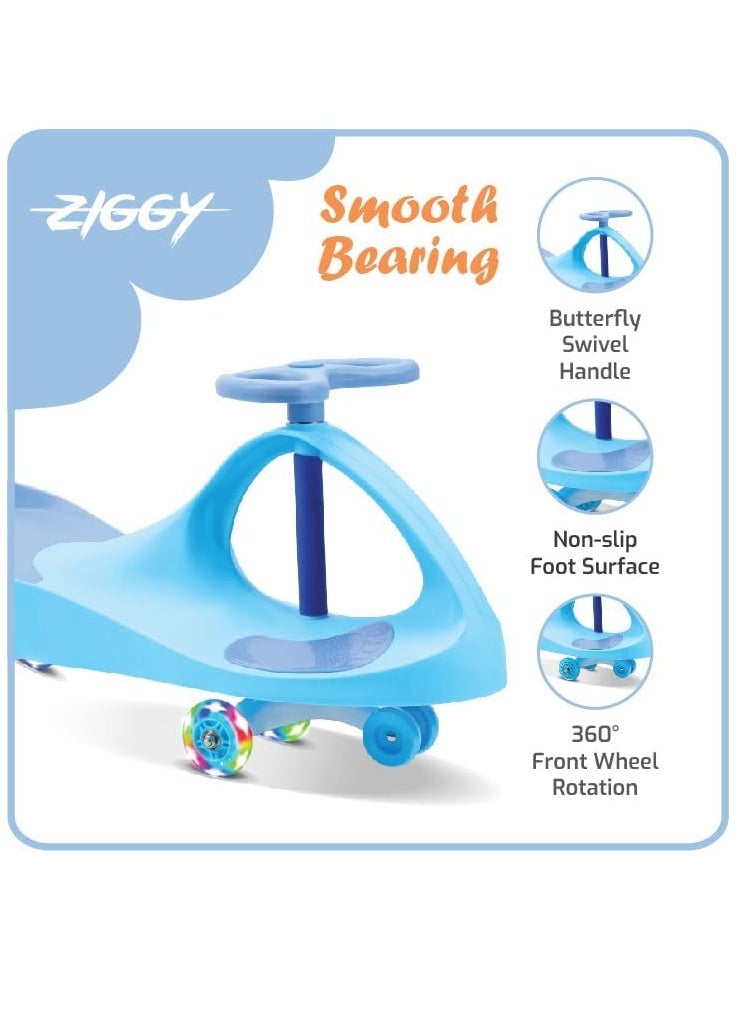 Kids Ride-On Twist Car, Swing Car Sliding PU Wheels Swing Anti-rollover Walker For 1+ Years Old Children - Blue