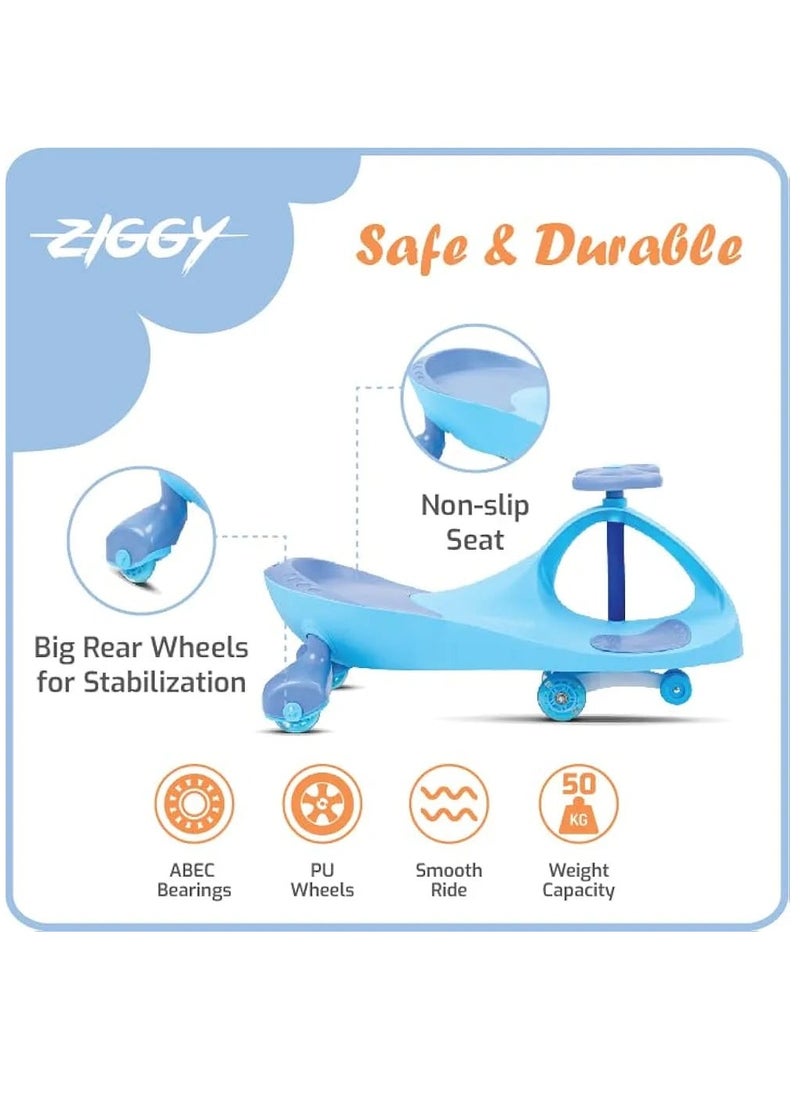 Kids Ride-On Twist Car, Swing Car Sliding PU Wheels Swing Anti-rollover Walker For 1+ Years Old Children - Blue