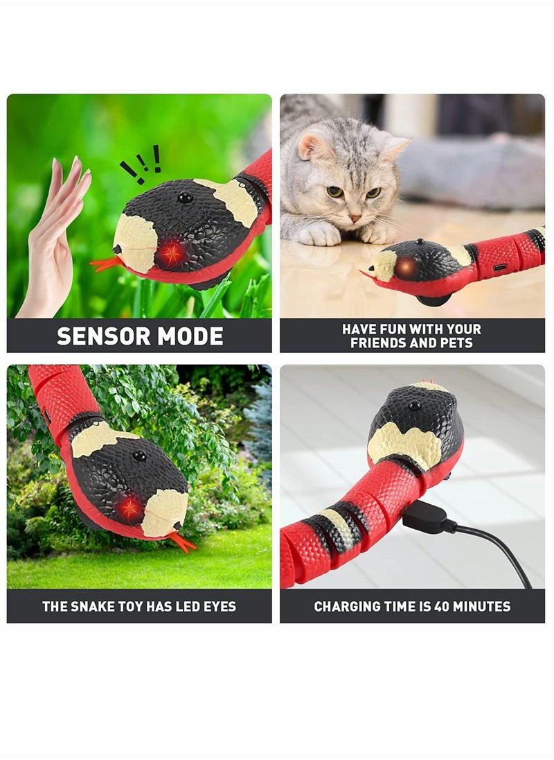 Smart Interactive Cat Snake Toy Realistic USB Rechargeable Sensing Toy for Indoor Cats and Dogs Engaging Fun for Pets