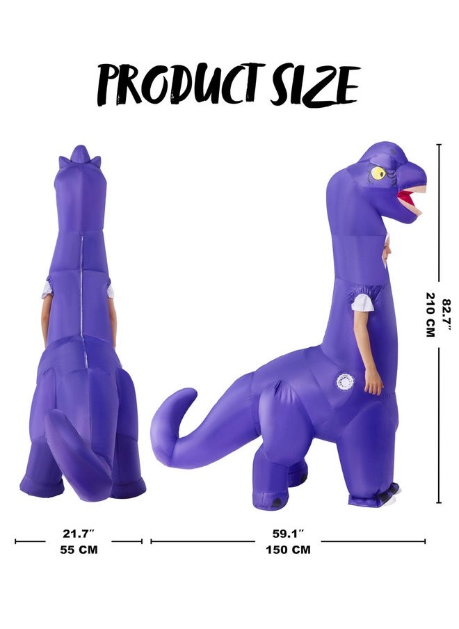 Kids Halloween Inflatable Costumes, Brachiosaurus Blow Up Dinosaur Costumes For Boys, Purple Full Body Inflatable Suit Sleeveless For Halloween Costume Cosplay Themed Parties