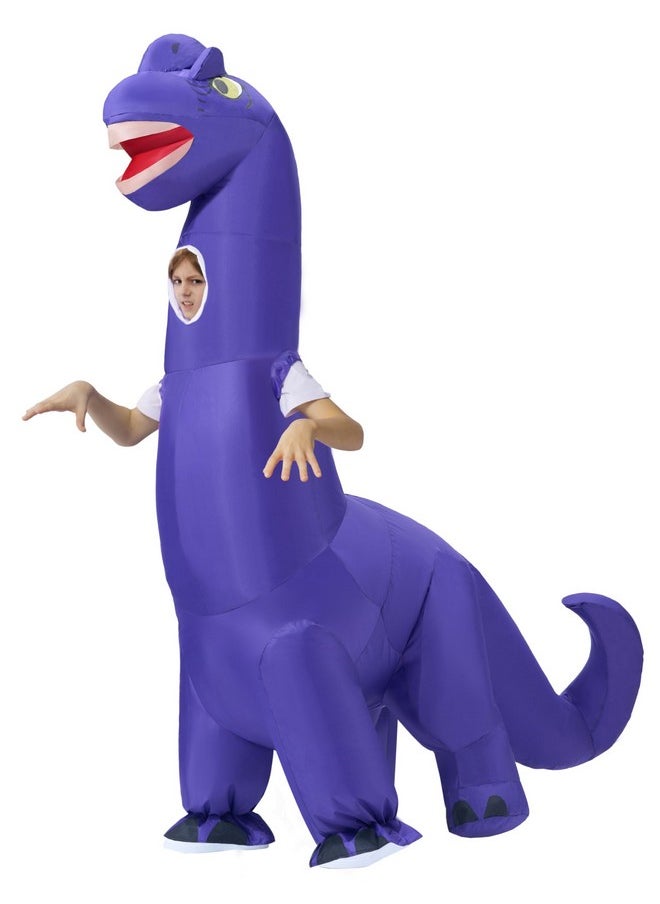 Kids Halloween Inflatable Costumes, Brachiosaurus Blow Up Dinosaur Costumes For Boys, Purple Full Body Inflatable Suit Sleeveless For Halloween Costume Cosplay Themed Parties