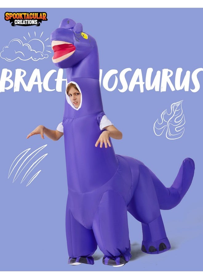 Kids Halloween Inflatable Costumes, Brachiosaurus Blow Up Dinosaur Costumes For Boys, Purple Full Body Inflatable Suit Sleeveless For Halloween Costume Cosplay Themed Parties