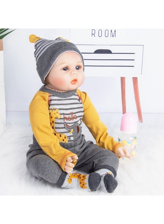 Reborn Baby Dolls Clothes 24 Inch Boy For 22-24 Inch Reborn Dolls Clothes Accesories Outfits Yellow Stripe 4 Pcs Set