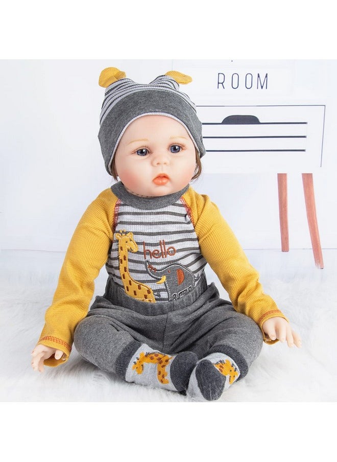 Reborn Baby Dolls Clothes 24 Inch Boy For 22-24 Inch Reborn Dolls Clothes Accesories Outfits Yellow Stripe 4 Pcs Set