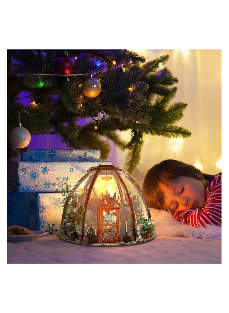 DIY Cabin Kit, Dollhouse Miniature 1:24 Scale with Furniture, Assembled Small Flower House Building Model Ornaments, Creative Gift for Kids