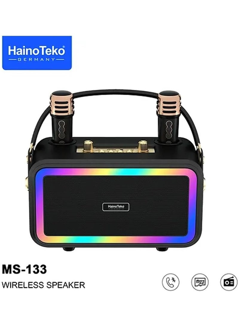 Haino Teko Germany MS133 Portable Bluetooth Wireless Speaker with 2 Wireless Mic