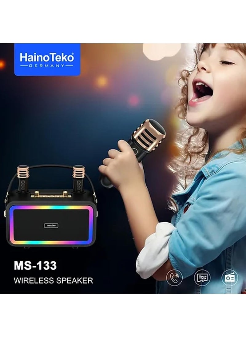 Haino Teko Germany MS133 Portable Bluetooth Wireless Speaker with 2 Wireless Mic