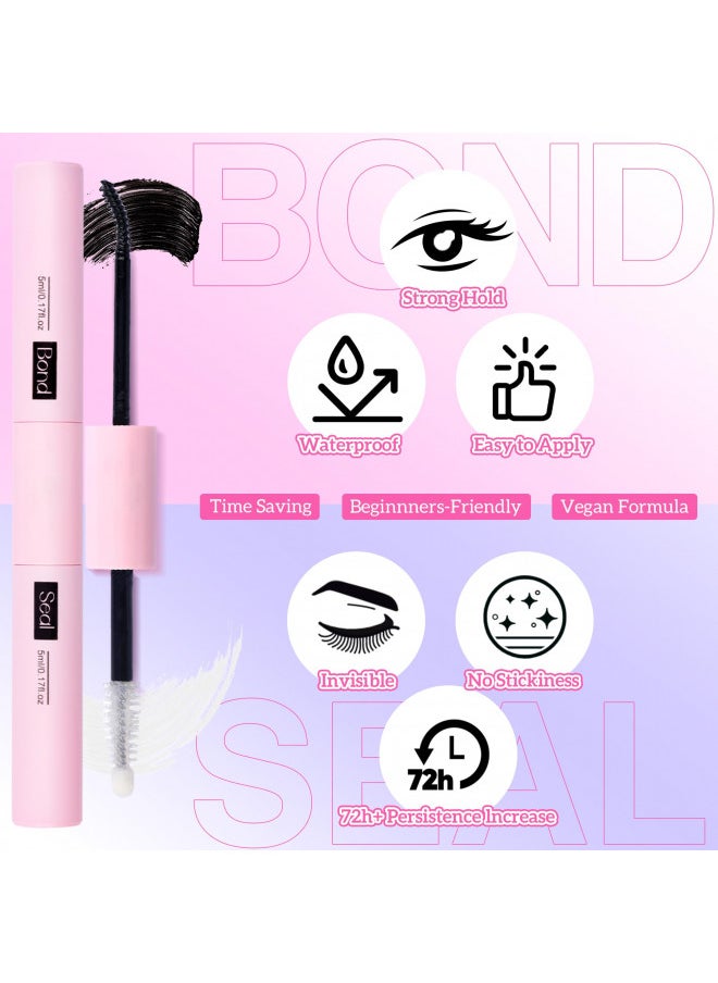 DIY Eyelash Extension Kit D Curl Fluffy Wispy Lash Clusters Individual Lashes Lash Extension Kit with Lash Bond and Seal Applicator Tool for Self Application at Home (80P-280Pcs-Mix10-16mm-0.07D)