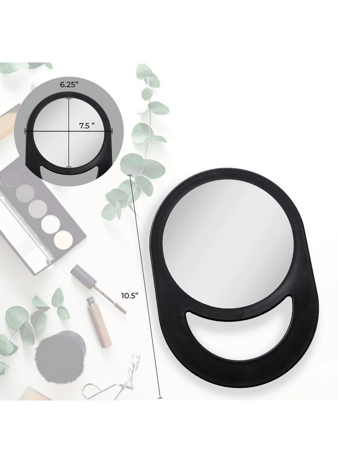 10X7 Oblong Hand Mirror 6 Dia. Round Glass Handheld Mirror Modern Ergonomic Handle Pill Shape Handheld Mirror