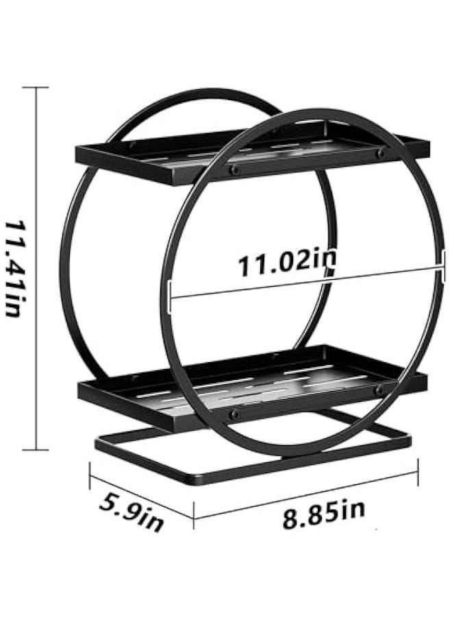 2 Tier Perfume Organizer, Bathroom Organizer Countertop, Dresser Makeup Vanity Skincare Storage Tray Shelf Rack Senior Room Decor Aesthetic Display Accessories (Black)