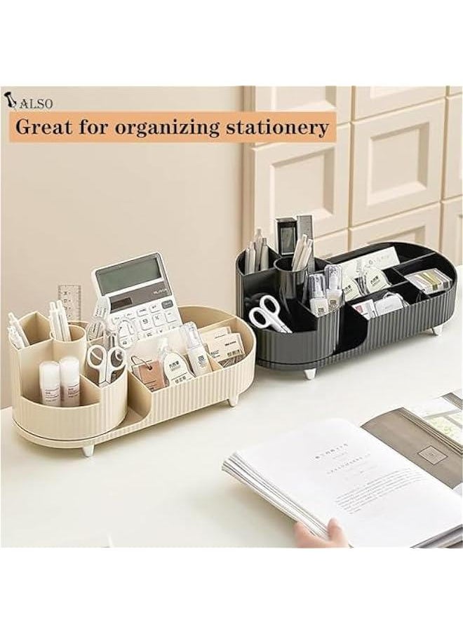 Rotating makeup organizer,Large Capacity Cosmetic Display Case, easy to hold all of your makeup products, at least 20 makeup brushes/eyeliner,10 lipsticks,8 skincare products (Black)