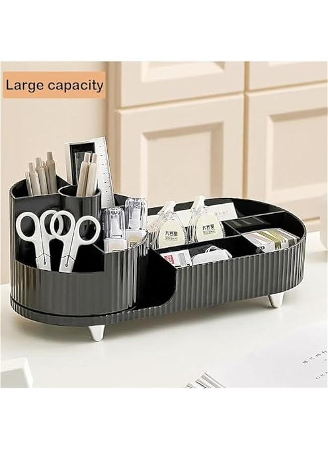 Rotating makeup organizer,Large Capacity Cosmetic Display Case, easy to hold all of your makeup products, at least 20 makeup brushes/eyeliner,10 lipsticks,8 skincare products (Black)
