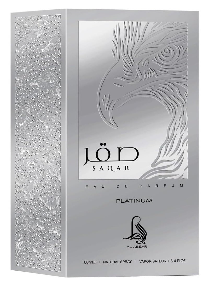 Al Absar Saqar Platinum 100ML - EDP - Luxurious Long-Lasting Oriental Fragrance for Men - Premium Woody and Fresh Scent