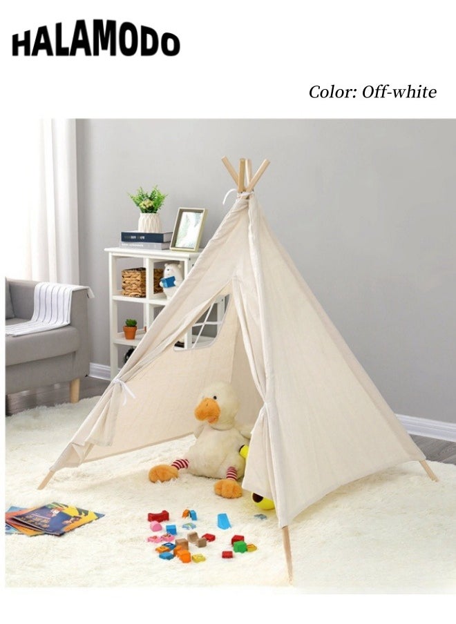 Kids Teepee Tent Foldable & Portable Canvas Tent Campfire Toy Made of Washable Natural Cotton Canvas Material Ideal Indoor & Outdoor Playhouse for Toddlers & Girls & Boys